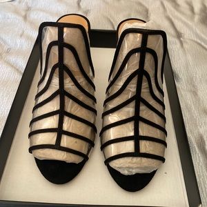 High heeled slip on dress sandal